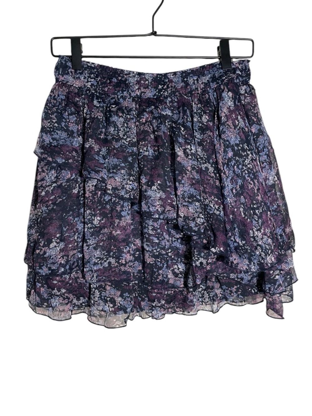 Abercrombie & Fitch Purple and Navy Floral Tiered Mini Skirt